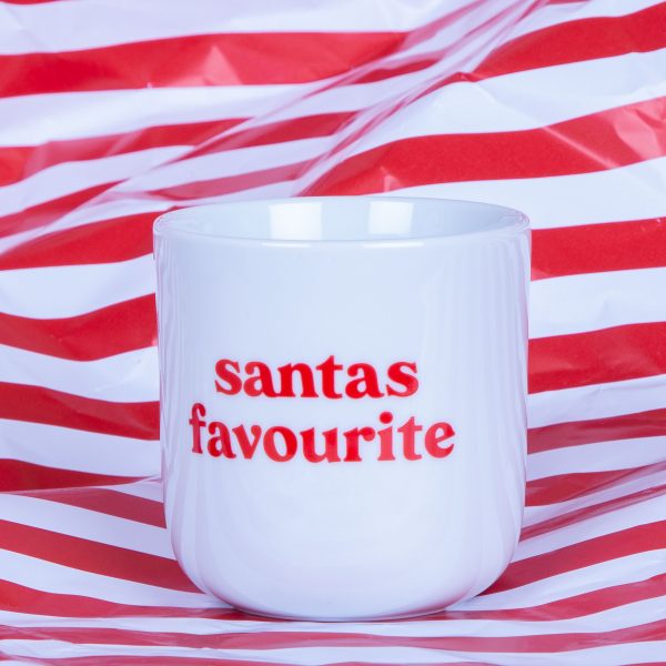 FRAU HANSEN Weihachtsbecher mit Aufschrift Santas Favourite