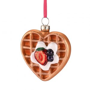 Hänger Waffel in Herzform dekoriert mit Sahne und Früchten von Giftcompany