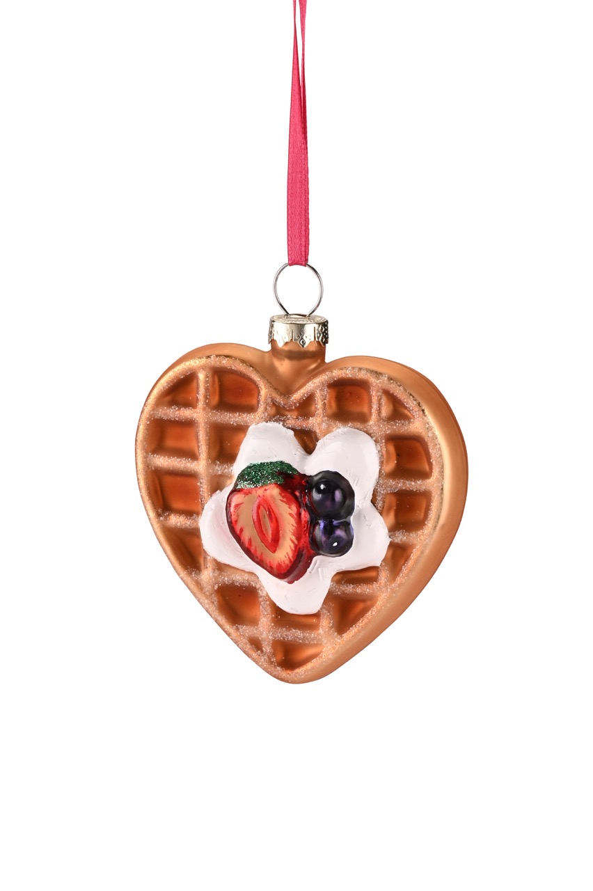 Hänger Waffel in Herzform dekoriert mit Sahne und Früchten von Giftcompany