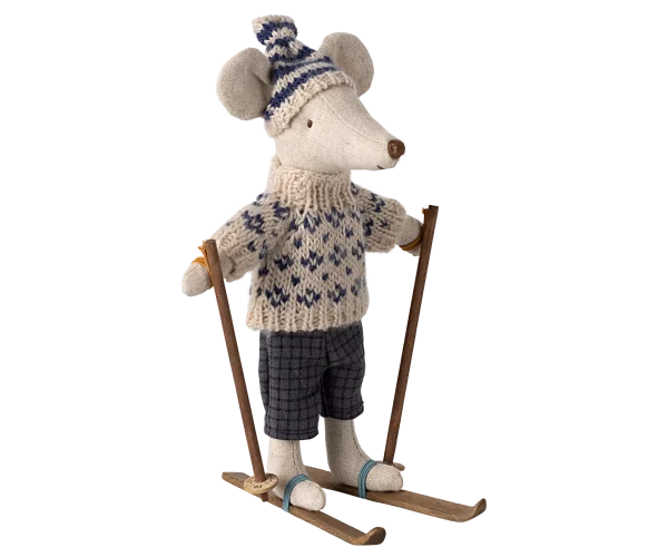 Maileg Wintermaus mit Ski-Set Papa