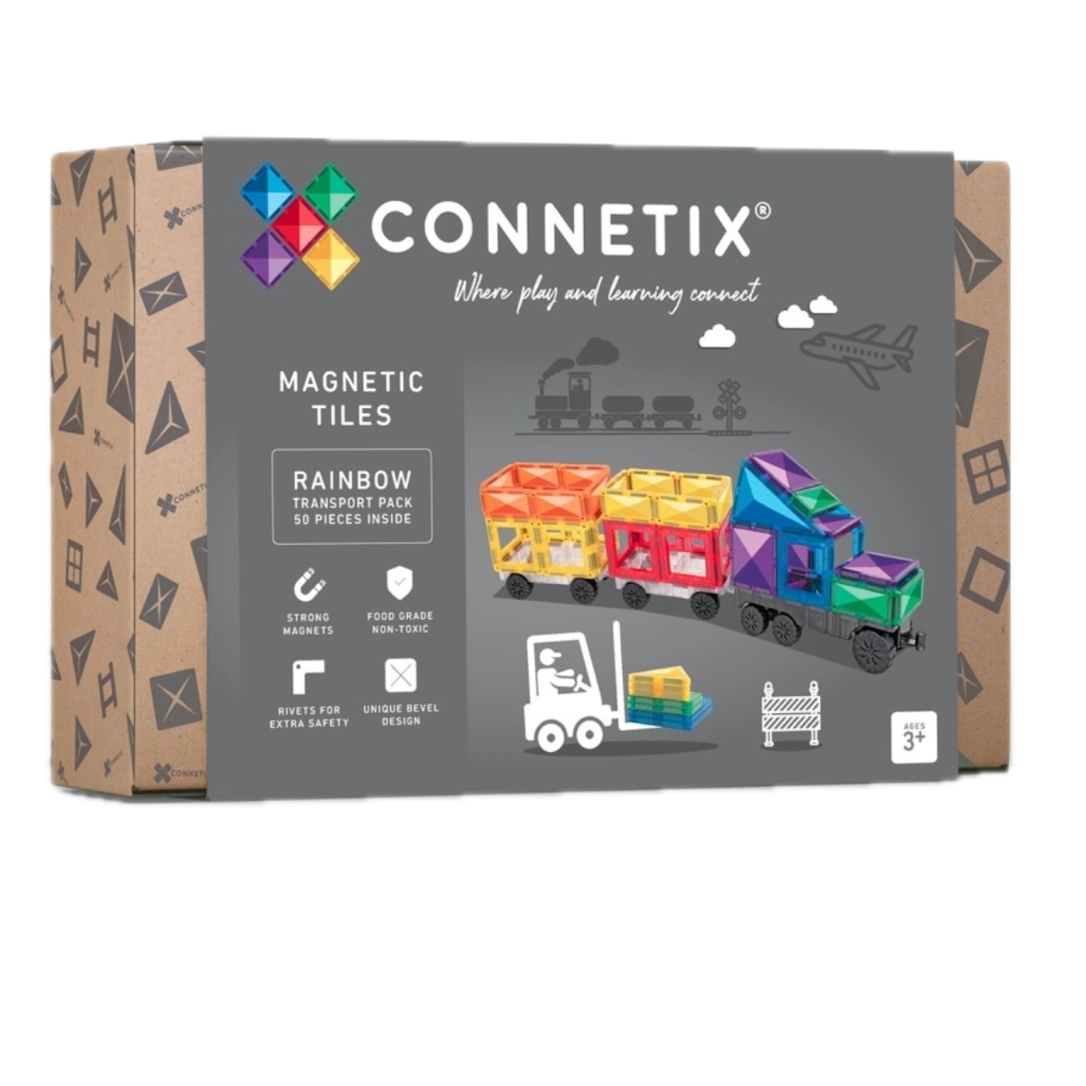 Schienen und Transport Set aus Magnetbausteinen von Connetix
