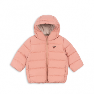 Winterjacke für Kinder in Rosa mit kleiner Kirsch Applikation