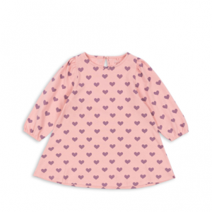 süßes Langarmkleid in Rosa mit Lila Herzen von Konges Sloejd