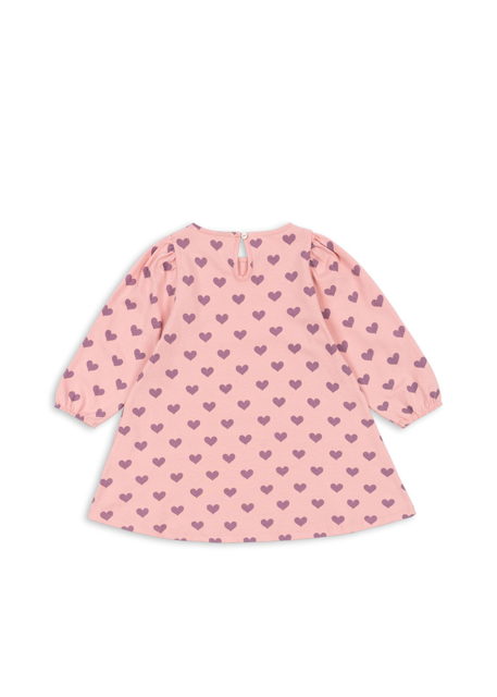 süßes Langarmkleid in Rosa mit Lila Herzen von Konges Sloejd