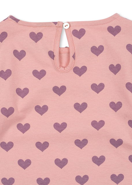 süßes Langarmkleid in Rosa mit Lila Herzen von Konges Sloejd