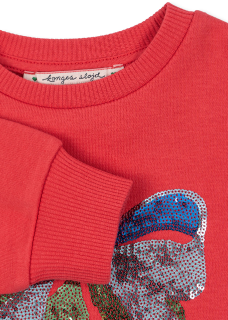 Rotes Sweatshirt mit Kirschmotiv aus Pailletten von Konges Sloejd