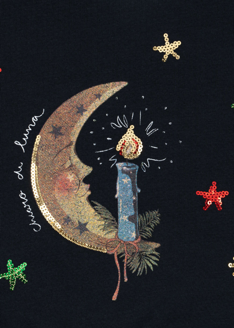 dunkelblaues Sweatshirt mit Mondmotiv von Konges Sloejd