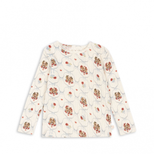 Langarmshirt mit Welpenmotiv in Beige & Hellblau gehalten von Konges Sloejd