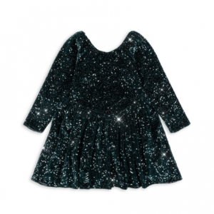 Dunkelgrünes Samtkleid mit Pailletten von Konges Sloejd