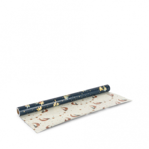 Geschenkpapier Lucia mit Sternen & Monden doppelseitig, eine Seite Dunkelblau und einen Seite Beige