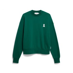 Iconic Sweatshirt von Armed Angels in der Farbe Emerald Green mit dem weißen Logo auf der Brust