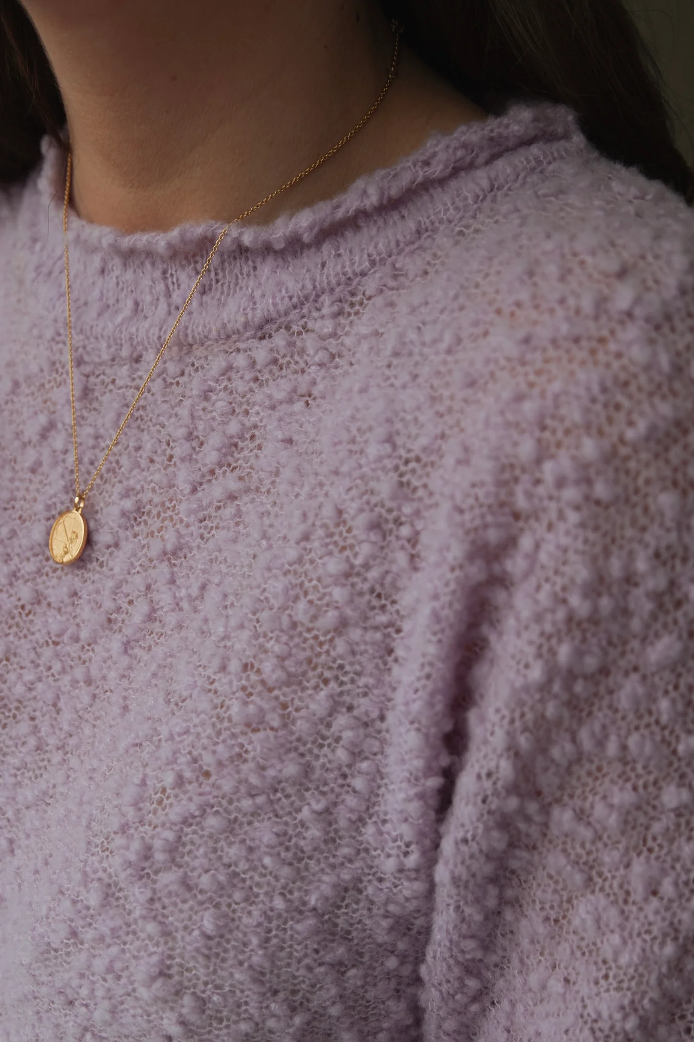 lila farbiger Bubble Strickpullover von Clara Himmel