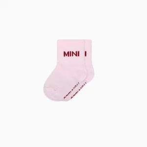 Mini Socken im Mini_Me Look von Famvibes in rosa mit Aufschrift Mini in Burgundy