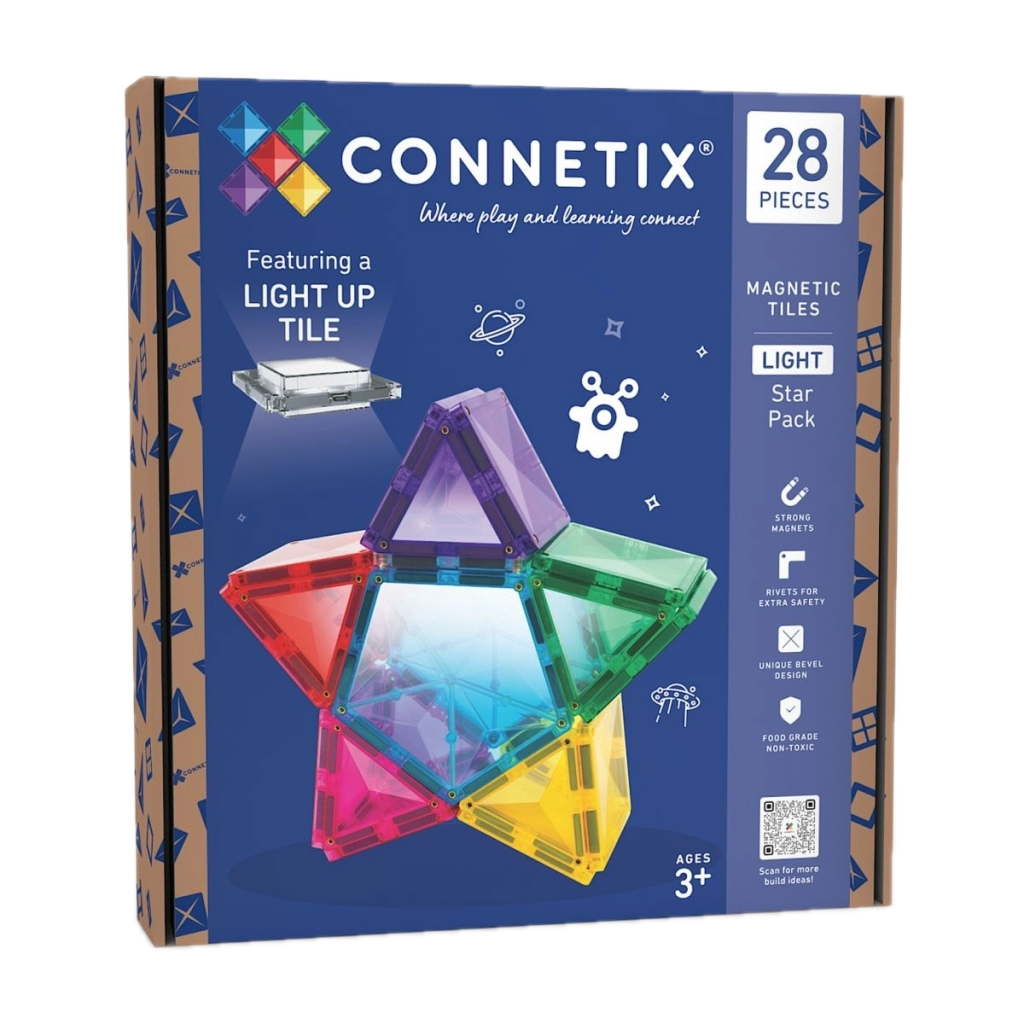 Connetix Magentbaustein-Set mit 28 Teilen und leuchtendem Stein