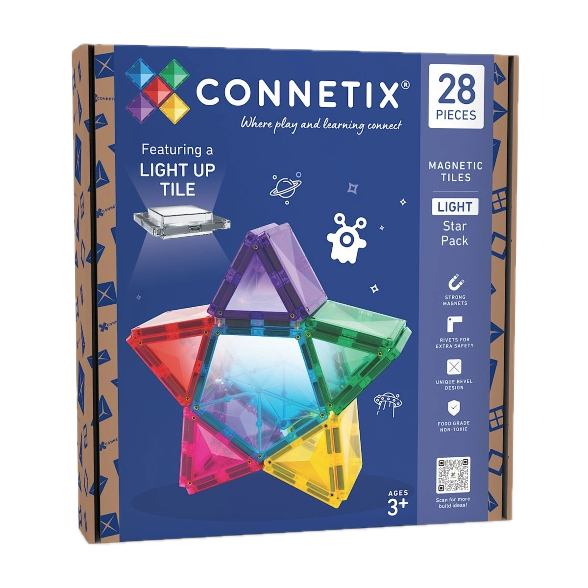 Connetix Magentbaustein-Set mit 28 Teilen und leuchtendem Stein