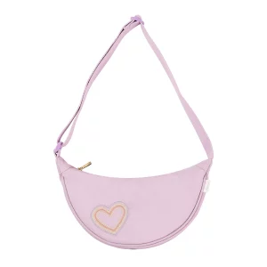 Bauchtasche für Kinder in Flieder mit gesticktem Herz in Regenbogenfarben