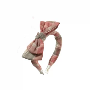 Karierter Kinderhaareif in Rot & Grün mit Schleife von Leevje