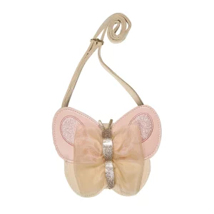 Kinderhandtasche in Schmetterlingsform in den Farben Beige, Gold & Rosa