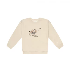 Sweatshirt in Beige mit Druck Dackel & Lichterkette von Leevje