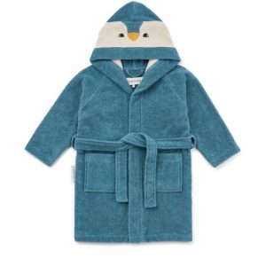 Bademantel blau mit Kapuze als Pinguin-Gesicht von Liewood
