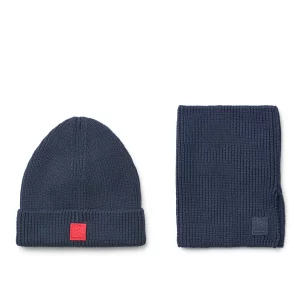 Geschenkset bestehend aus Ripp-Mütze und Ripp-Halswärmer in Dunkelblau von Liewood