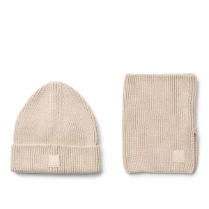 Geschenkset bestehend aus Rippütze und Ripp-Halswärmer in Beige von Liewood