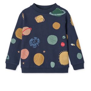 Dunkelblaues Sweatshirt mit Universums Print in Grün, Blau und Braun von Liewood