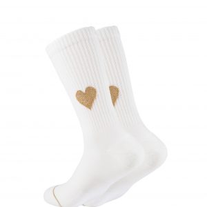 Weiße Socken von Ooley mit goldenem Herz am Schaft