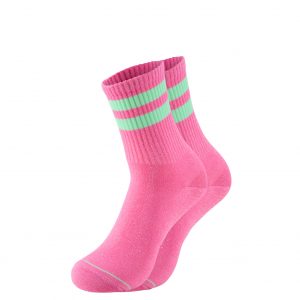 Pinke Glitzersocken mit 2 Mini farbigen Streifen am Schaft