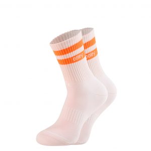 Ooley Socken in hellem Rosa mit 2 breiten Orangen Streifen am Schaft