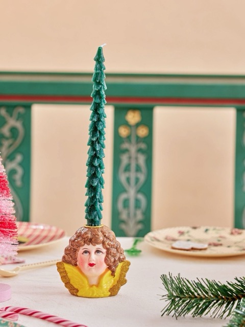 Kerzen in Tannenbaumform in Dunkelgrün von Rice im 2er Set