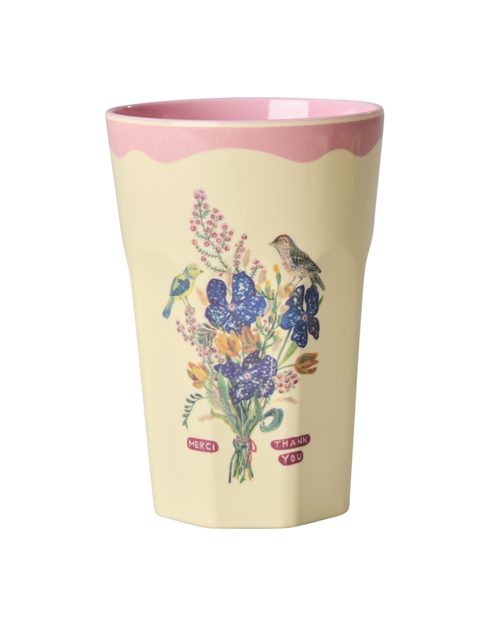 Nathalie Lété Latte Cups im 2er Set mit Blumenprint auf Beige mit Rosa Rand von Rice