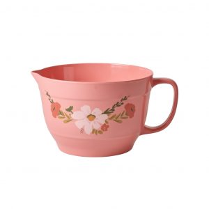 Große Rührschüssel aus Melamin von Rice in Pink mit Blumenprint in Weiß und Rosatönen
