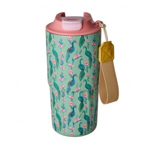 Thermosbecher von Rice in Türkis mit Exotic Bird Print