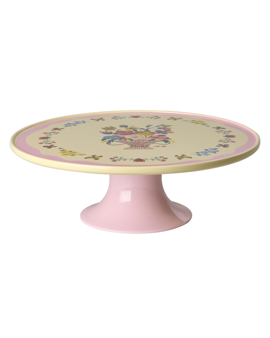 Tortenplatte von Rice in Beige & ROsa mit Blumenotive von Nathalie Lété
