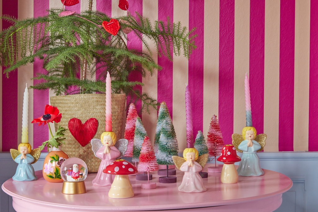 Set aus 3 glitzernden Weihnachtsbäumen in grün von Rice