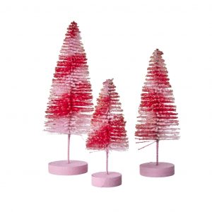 3er Set Glitzerweihnachtsbäume in Rot und Pink von Rice