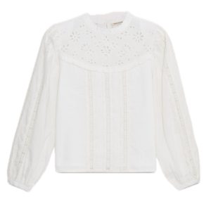 TNS Bluse mit Spitzendetails und leichten Ballonärmeln in weiß