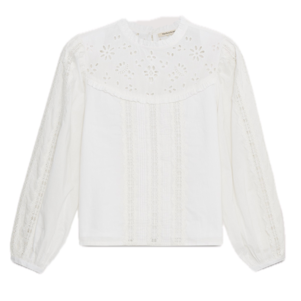 TNS Bluse mit Spitzendetails und leichten Ballonärmeln in weiß