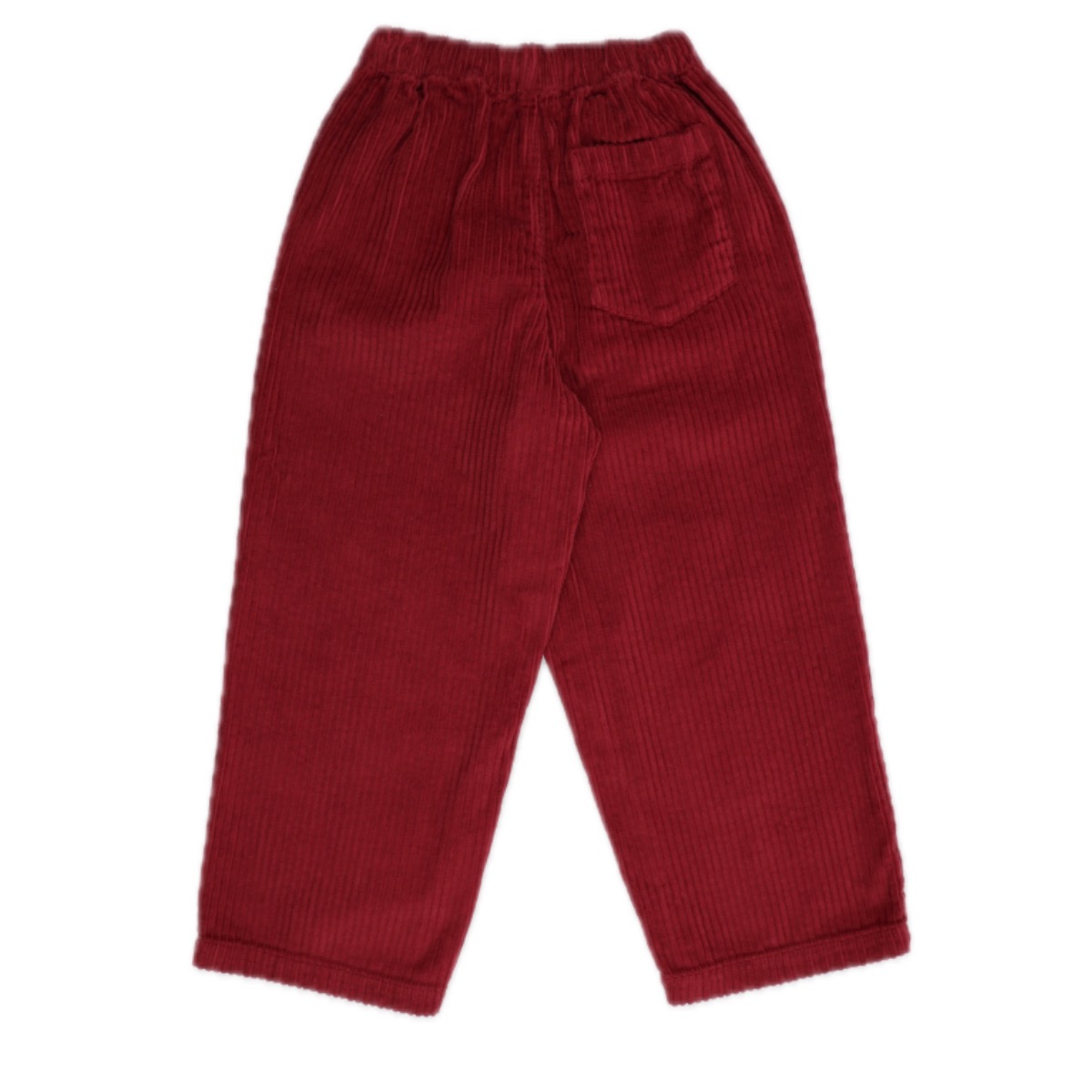 Cordhose in Rot mit Gummizug von TNS Rückseite mit einer aufgesetzten Tasche