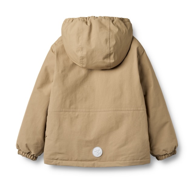 Wheat Winterjacke für Jungs mit Reißverschluss und Kapuze in Ockergelb (Rückansicht mit Reflektor)