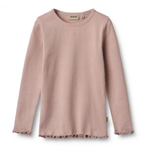 Rosa Longsleeve mit Rundhalsausschnitt und gewelltem Saum von Wheat