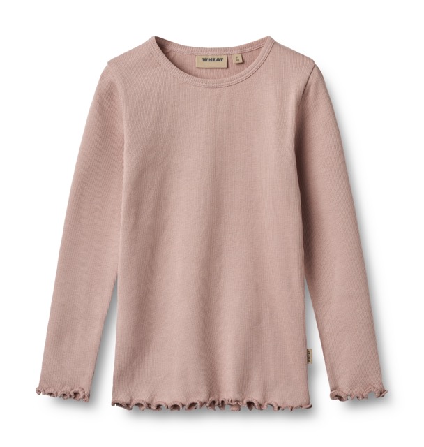 Rosa Longsleeve mit Rundhalsausschnitt und gewelltem Saum von Wheat