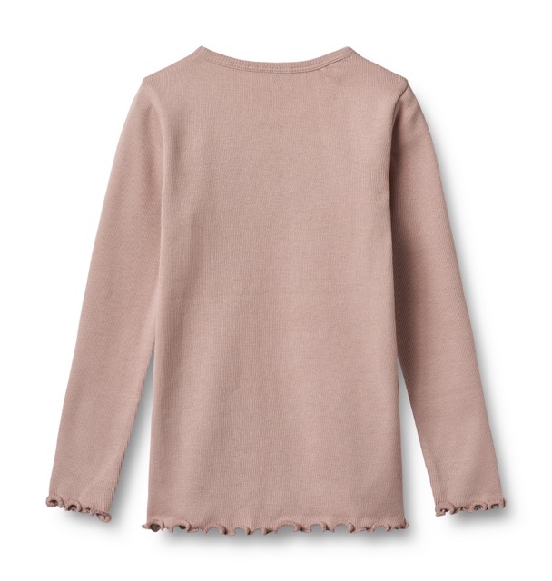 Rosa Longsleeve mit Rundhalsausschnitt und gewelltem Saum von Wheat (Rückseite)