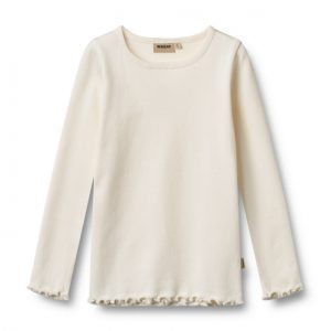 IvoryLongsleeve mit Rundhalsausschnitt und gewelltem Saum von Wheat