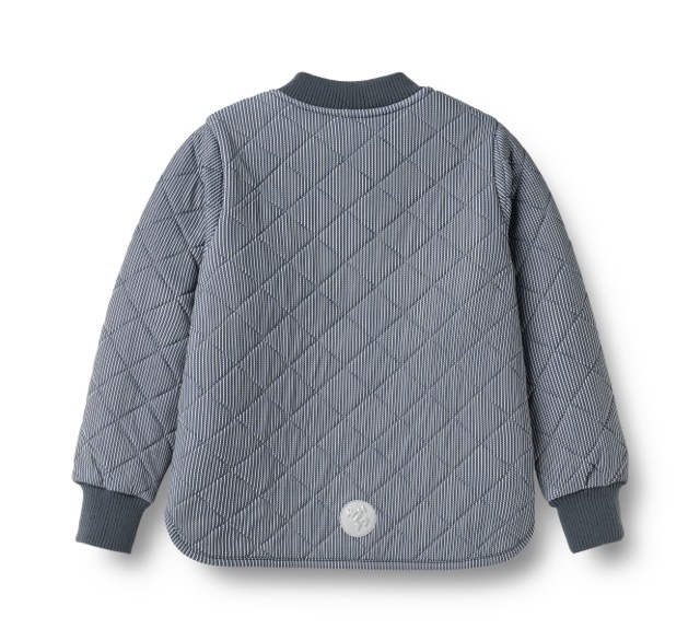 Thermojacke von Wheat in Dunkelblau /Weiß gestreift mit Reißverschluss (Rückansicht mit Reflektor)