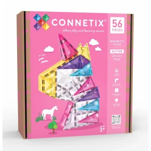 Connetix Magentbausteine Set Glitzer Einhorn pinke Karton