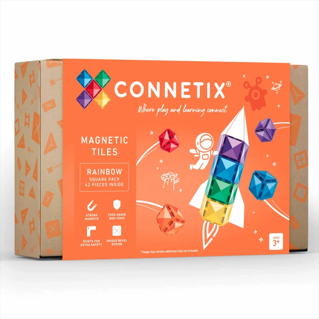 Connetix Magnetbausteine Set Rainbow Square in der Verpackung