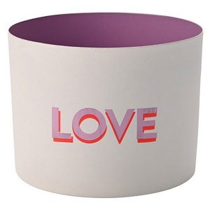 Gift Company Windlicht in weiß mit Flieder färbenden Innenseite und Rosa Aufdruck "Love"