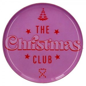 Gift Company Lovetray in Pink mit roter Aufschrift "The Christmas Club"